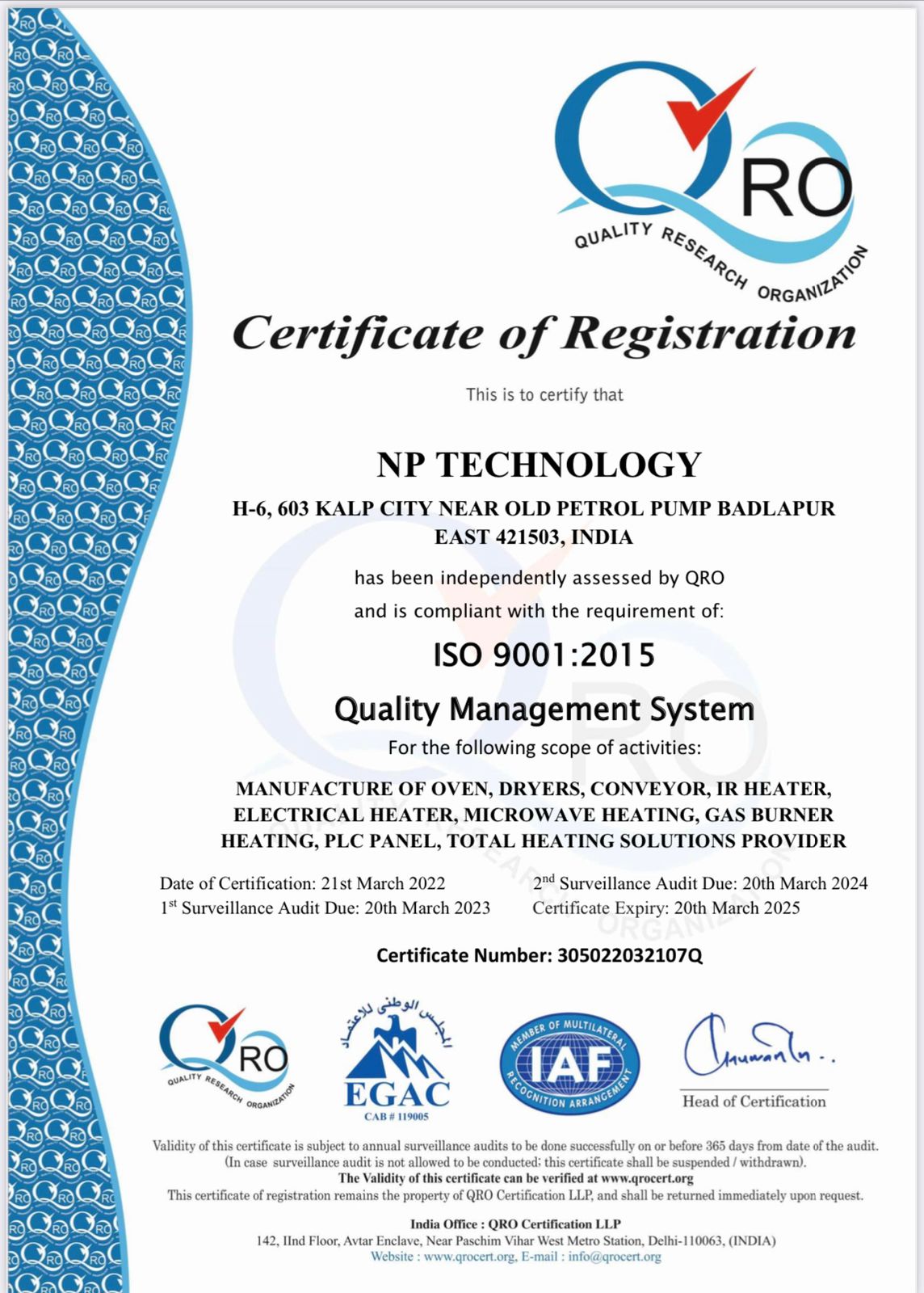 ISO Certificate
